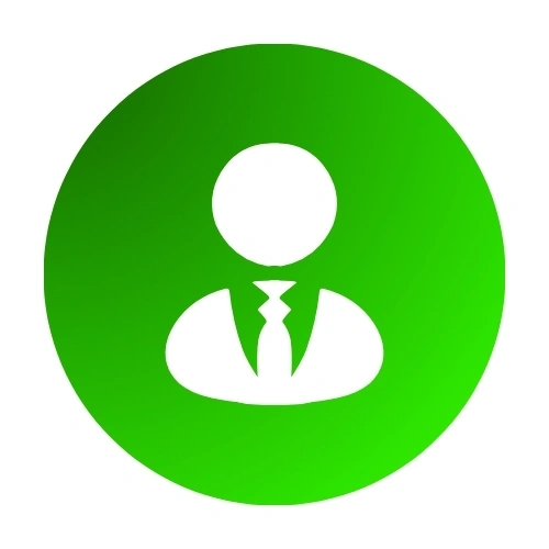 Professional businessman portrait inside a circular frame with confident pose.