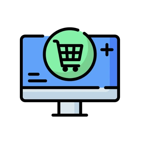 Computer icon representing e-commerce online store creation.