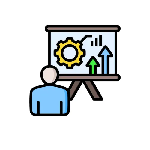 Presentation board icon representing practical video editing learning.