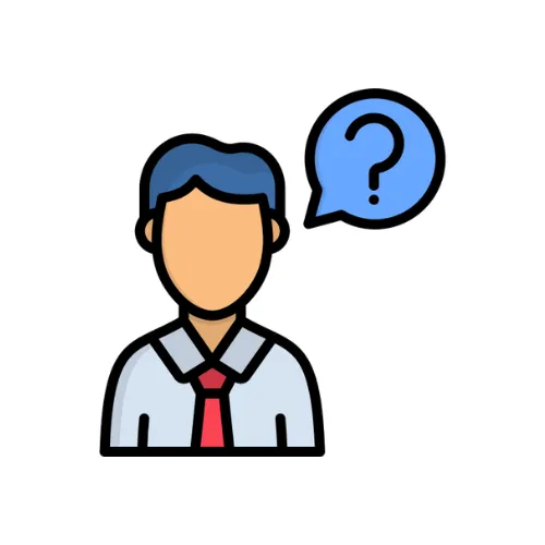 person with a question mark icon representing e-commerce beginners