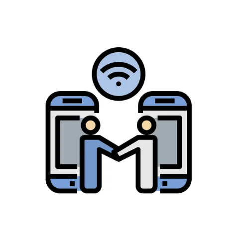 Digital connectivity icon representing people interested in e-commerce.